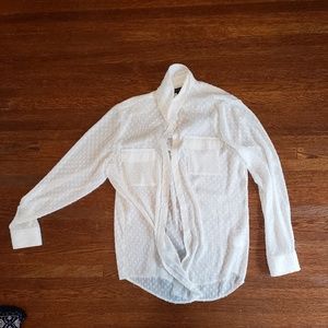 White/cream Button up collared clip dot blouse